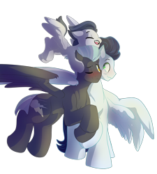 Size: 2008x2232 | Tagged: safe, artist:heyerika, character:rumble, character:soarin', character:thunderlane, species:pony, blushing, brothers, cute, gay, hug, male, shipper on deck, shipping, simple background, soarilane, transparent background, winghug