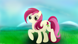 Size: 3840x2160 | Tagged: safe, artist:startledflowerpony, character:roseluck, species:pony, female, high res, raised hoof, solo