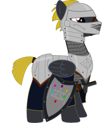 Size: 511x620 | Tagged: safe, artist:xenoneal, oc, oc only, oc:alpenglow, species:pegasus, species:pony, armor, male, simple background, solo, stallion, transparent background, vector