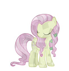 Size: 6000x6143 | Tagged: safe, artist:sairoch, character:fluttershy, species:pegasus, species:pony, absurd resolution, crystallized, eyes closed, female, flower, flower in hair, simple background, solo, transparent background, vector