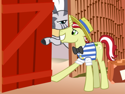 Size: 4549x3413 | Tagged: safe, artist:astringe, character:flim, species:zebra, jungle jitters, not sure if racism, parody, ponified