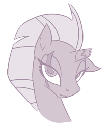 Size: 1488x1720 | Tagged: safe, artist:camo-pony, character:tempest shadow, species:pony, species:unicorn, my little pony: the movie (2017), broken horn, bust, eye scar, lidded eyes, looking at you, monochrome, portrait, scar, simple background, white background