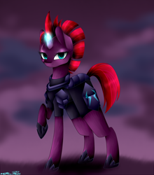 Size: 1012x1152 | Tagged: safe, artist:purediamond360, character:tempest shadow, species:pony, my little pony: the movie (2017), broken horn, female, magic, raised hoof, solo, sparking horn