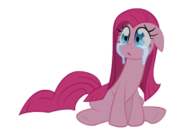 Size: 10000x7500 | Tagged: safe, artist:alexpony, character:pinkamena diane pie, character:pinkie pie, species:earth pony, species:pony, .psd available, absurd resolution, crying, female, floppy ears, mare, open mouth, sad, simple background, sitting, solo, transparent background, underhoof, vector