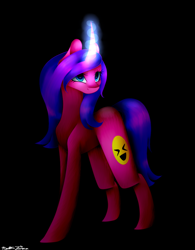 Size: 900x1152 | Tagged: safe, artist:purediamond360, oc, oc only, species:pony, species:unicorn, black background, curved horn, female, magic, mare, simple background, solo