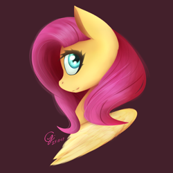 Size: 850x850 | Tagged: safe, artist:laptop-pone, character:fluttershy, species:pony, female, looking back, mare, signature, solo