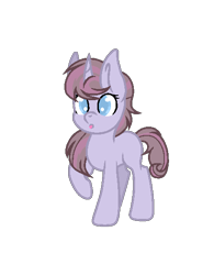 Size: 442x568 | Tagged: safe, artist:otakuchicky1, oc, oc only, parent:angel wings, parent:inky rose, species:pony, species:unicorn, female, magical lesbian spawn, mare, offspring, one hoof raised, parents:inkywings, raised hoof, simple background, solo, transparent background