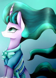 Size: 800x1100 | Tagged: safe, artist:purediamond360, character:mistmane, species:pony, species:unicorn, episode:campfire tales, g4, my little pony: friendship is magic, clothing, curved horn, female, mare, solo