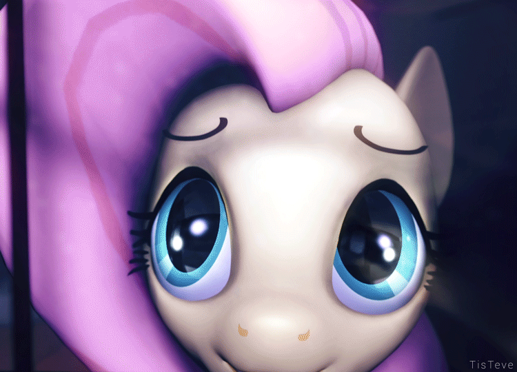Size: 750x540 | Tagged: safe, artist:lunati, character:fluttershy, species:pegasus, species:pony, 3d, animated, blinking, bust, cute, eye, eyes, female, glowing eyes, looking up, portrait, shyabetes, smiling, source filmmaker