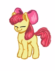 Size: 1200x1600 | Tagged: safe, artist:charlemage, artist:jimmyjamno1, character:apple bloom, species:earth pony, species:pony, adorabloom, concept art, cute, eyes closed, female, filly, simple background, sketch, smiling, white background