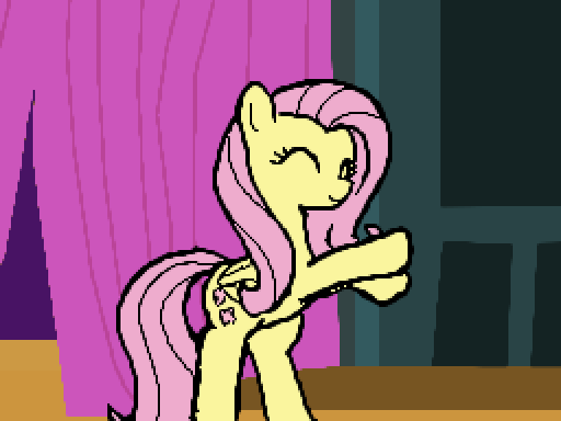 Size: 512x384 | Tagged: safe, artist:astevenamedwolf, colorist:thepristineeye, edit, character:fluttershy, species:pegasus, species:pony, animated, bipedal, color edit, colored, cute, dancing, eyes closed, female, flipnote, flipnote studio, folded wings, frame by frame, gif, hoofy-kicks, shyabetes, smiling, solo, wings