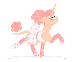 Size: 1024x831 | Tagged: safe, artist:torusthescribe, oc, oc only, oc:rosalina, species:pony, species:unicorn, ballerina, clothing, female, leonine tail, mare, simple background, solo, transparent background, tutu, white outline