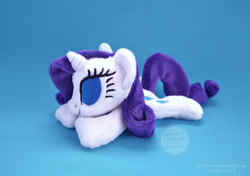 Size: 3964x2796 | Tagged: safe, artist:sophiesplushies, character:rarity, species:pony, beanie (plushie), chibi, high res, irl, photo, plushie, prone, solo