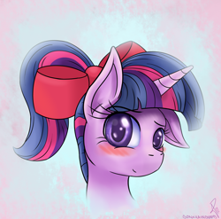 Size: 1450x1433 | Tagged: safe, artist:sonicrainboom93, character:twilight sparkle, alternate hairstyle, bow, ponytail