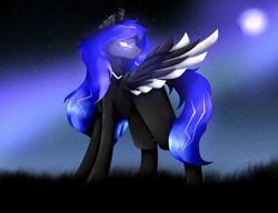 Size: 1024x786 | Tagged: safe, artist:purediamond360, oc, oc:shining moon, species:pegasus, species:pony, colored wings, colored wingtips, female, mare, moon, night, solo