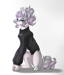 Size: 1700x2000 | Tagged: safe, artist:sukiskuki, oc, oc only, species:earth pony, species:pony, clothing, female, mare, simple background, solo