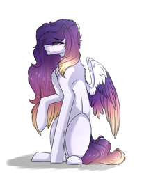 Size: 2000x2300 | Tagged: safe, artist:sukiskuki, oc, oc only, species:pegasus, species:pony, blue eyes, female, mare, simple background, sitting, solo