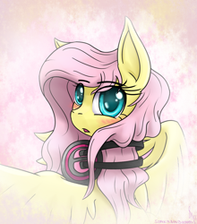 Size: 1250x1422 | Tagged: safe, artist:sonicrainboom93, character:fluttershy, blushing, headphones