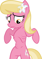 Size: 4296x6055 | Tagged: safe, artist:abydos91, character:lily, character:lily valley, species:earth pony, species:pony, episode:hearts and hooves day, g4, my little pony: friendship is magic, absurd resolution, bipedal, emaciated, female, flower, flower in hair, lily (flower), ribs, simple background, skinny, solo, starvation, starving, stomach growl, transparent background, vector