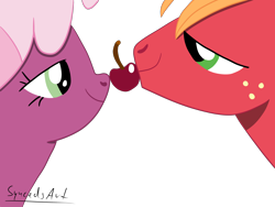 Size: 2592x1944 | Tagged: safe, artist:syncedsart, character:big mcintosh, character:cheerilee, ship:cheerimac, episode:hearts and hooves day, g4, my little pony: friendship is magic, couple, digital art, female, male, paint tool sai, shipping, simple background, straight, transparent background