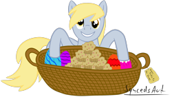 Size: 1920x1080 | Tagged: safe, artist:syncedsart, character:derpy hooves, species:pony, basket, digital art, easter, easter basket, easter egg, female, holiday, mare, paint tool sai, simple background, solo, transparent background
