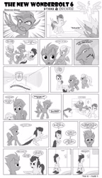 Size: 1600x2770 | Tagged: safe, artist:marmorexx, character:fire streak, character:fleetfoot, character:soarin', character:spitfire, species:pony, comic:the new wonderbolt, monochrome, x eyes