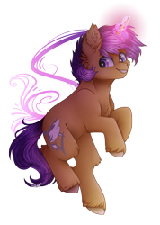 Size: 1506x2112 | Tagged: safe, artist:cloud-drawings, oc, oc only, oc:sharkbutt, commission, magic, male, simple background, smiling, solo, transparent background, unshorn fetlocks