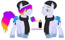 Size: 3000x1840 | Tagged: safe, artist:bloodlover2222, oc, oc:fake smiler, species:pegasus, species:pony, beanie, clothing, hat, heterochromia, male, reference sheet, scarf, simple background, solo, stallion, transparent background, two toned wings