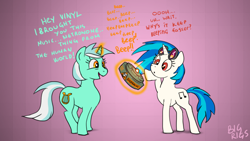 Size: 1366x768 | Tagged: safe, artist:bigrigs, derpibooru original, character:dj pon-3, character:lyra heartstrings, character:vinyl scratch, species:pony, species:unicorn, bomb, comic, cutie mark, female, glowing horn, hooves, horn, landmine, levitation, magic, mare, mine, open mouth, red eyes, smiling, sunglasses, telekinesis, this will end in death, weapon