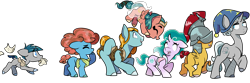 Size: 9000x3000 | Tagged: safe, artist:heyerika, character:flash magnus, character:meadowbrook, character:mistmane, character:rockhoof, character:somnambula, character:star swirl the bearded, character:stygian, species:earth pony, species:pegasus, species:pony, species:unicorn, episode:shadow play, g4, my little pony: friendship is magic, armor, clothing, colored hooves, colt, female, filly, flying, hat, helmet, male, mouth hold, pillars of equestria, simple background, transparent background, younger