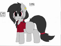 Size: 512x387 | Tagged: safe, artist:chillywilly, oc, oc:nandi, species:earth pony, species:pony, clothing, ear piercing, earring, female, freckles, jewelry, piercing, shirt, solo