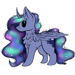 Size: 1024x1024 | Tagged: safe, artist:purediamond360, character:princess luna, species:alicorn, species:pony, black sclera, chest fluff, chibi, cute, female, mare, neck feathers, simple background, solo, white background