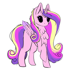 Size: 1024x1024 | Tagged: safe, artist:purediamond360, character:princess cadance, species:alicorn, species:pony, black sclera, chest fluff, chibi, female, mare, neck feathers, simple background, solo, white background