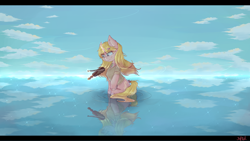 Size: 4800x2700 | Tagged: safe, artist:ruby dusk, oc, oc only, crossover, kaori miyazono, musical instrument, violin, wallpaper, water, your lie in april