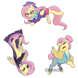Size: 1000x1000 | Tagged: safe, artist:gintoki23, character:fluttershy, species:pegasus, species:pony, episode:fake it 'til you make it, alternate hairstyle, clothing, female, fluttergoth, glasses, goth, hat, hipster, hipstershy, severeshy, valley girl
