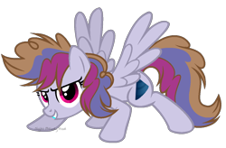 Size: 1106x724 | Tagged: safe, artist:nightmarye, oc, oc:party popper, parent:pinkie pie, parent:rainbow dash, parents:pinkiedash, species:pegasus, species:pony, female, magical lesbian spawn, mare, offspring, simple background, solo, transparent background