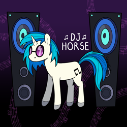 Size: 800x800 | Tagged: safe, artist:casualcolt, character:dj pon-3, character:vinyl scratch, species:pony, species:unicorn, colored hooves, female, glasses, mare, music notes, solo, speakers