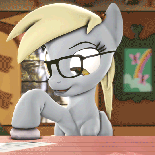 Size: 540x540 | Tagged: safe, artist:lunati, character:derpy hooves, species:pony, 3d, animated, ball, cute, derp, explicit source, female, fluttershy's cottage, gif, glasses, loop, satisfying, source filmmaker, toy
