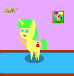 Size: 1988x2065 | Tagged: safe, artist:alltimemine, oc, oc:glowink, oc:paper clip, species:pony, species:unicorn, ask, ask the filly from russia(paper clip), cutie mark, female, horn, inkscape, mare, open mouth, pointy ponies, smiling, solo, tumblr, vector