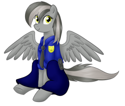 Size: 1000x853 | Tagged: safe, artist:sevenserenity, oc, oc only, oc:greyscale, species:pony, police uniform, simple background, solo, transparent background