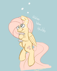 Size: 396x494 | Tagged: dead source, safe, artist:spaerk, character:fluttershy, species:pegasus, species:pony, bubble, crying, drowning, female, gurgling, solo, underwater, watershy