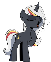 Size: 1885x2291 | Tagged: safe, artist:php104, oc, oc:velvet remedy, species:pony, species:unicorn, fallout equestria, eyes closed, fanfic art, female, music notes, open mouth, simple background, singing, solo, transparent background