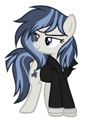 Size: 608x830 | Tagged: safe, artist:nightmarye, oc, oc:virtuous jazz, parent:octavia melody, parent:vinyl scratch, parents:scratchtavia, species:earth pony, species:pony, clothing, female, jacket, magical lesbian spawn, mare, offspring, simple background, solo, transparent background