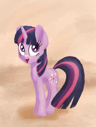 Size: 3400x4500 | Tagged: safe, artist:litrojia, character:twilight sparkle, species:pony, species:unicorn, abstract background, female, high res, looking at you, mare, open mouth, smiling, solo