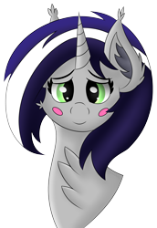 Size: 3128x4545 | Tagged: safe, artist:syncedsart, oc, oc only, oc:starlit nightcast, species:pony, species:unicorn, blushing, bust, chest fluff, clip studio paint, cute, digital art, ear fluff, female, fluffy, gift art, mare, portrait, simple background, solo, transparent background