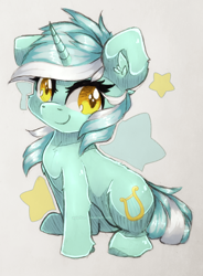 Size: 600x814 | Tagged: safe, artist:agletka, character:lyra heartstrings, species:pony, species:unicorn, chest fluff, cute, ear fluff, female, looking at you, lyrabetes, mare, simple background, sitting, smiling, solo, transparent background