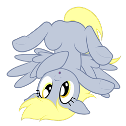 Size: 1450x1450 | Tagged: safe, artist:nitei, character:derpy hooves, species:pegasus, species:pony, cute, featureless crotch, female, silly, silly pony, simple background, solo, transparent background, upside down