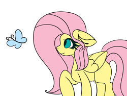 Size: 4000x3000 | Tagged: safe, artist:icey-wicey-1517, artist:macaroonburst, edit, character:fluttershy, species:pegasus, species:pony, butterfly, collaboration, color edit, colored, female, mare, raised hoof, simple background, solo, transparent background