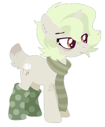 Size: 1729x2100 | Tagged: safe, artist:nightmarye, oc, oc:luci, species:pony, species:unicorn, clothing, deer tail, female, lineless, mare, scarf, simple background, socks, solo, transparent background