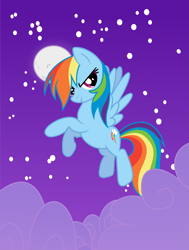 Size: 4981x6577 | Tagged: safe, artist:sandra626, character:rainbow dash, species:pegasus, species:pony, absurd resolution, cloud, female, flying, moon, solo, stars